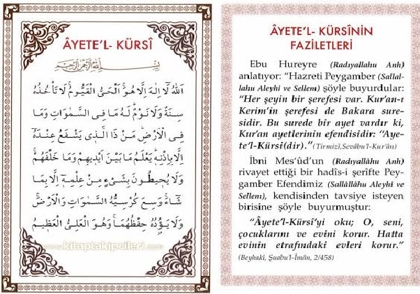 ayetel kursi okunusu nasildir